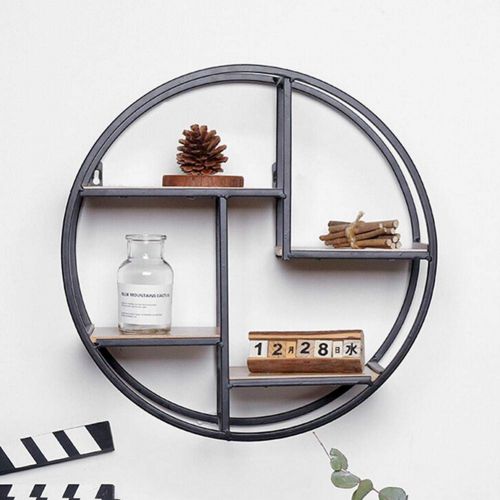  Heitaisi Round Creative Home Solid Wood Wall Hanging Rack Wall Flower Stand Wall Decoration for Bedroom, Living Room, Bathroom, Kitchen, Office and More