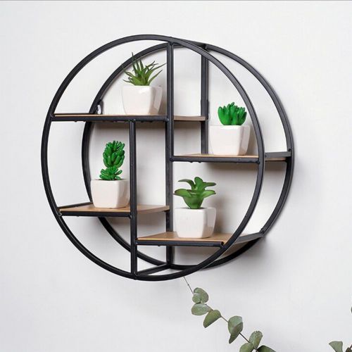  Heitaisi Round Creative Home Solid Wood Wall Hanging Rack Wall Flower Stand Wall Decoration for Bedroom, Living Room, Bathroom, Kitchen, Office and More