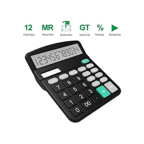  Calculator, Standard Function Desktop Calculator, Black