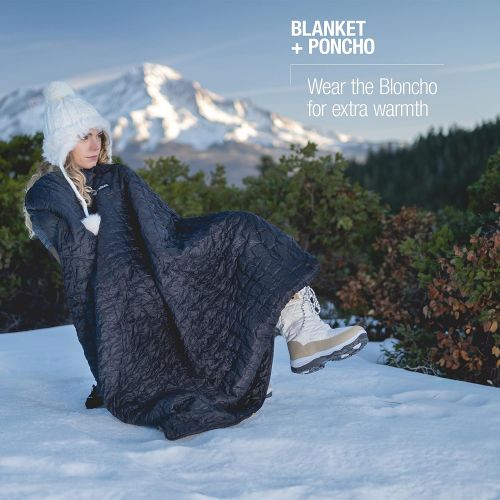  Helinox Bloncho Wearable Insulated Poncho Blanket with Adjustable Hem, Black/Flow Line