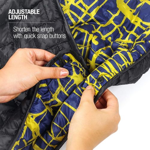  Helinox Bloncho Wearable Insulated Poncho Blanket with Adjustable Hem, Black/Flow Line