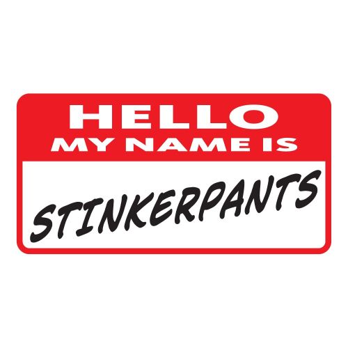  Hello My Name Is Stinkerpants Infants White Cotton Bodysuit One-piece