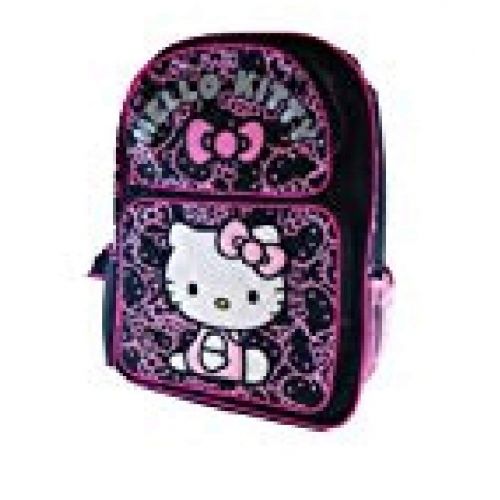 헬로키티 Licensed Hello Kitty BLACK GLITTER FACE Large 16 School Backpack Bag