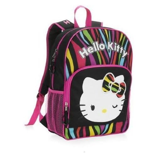 헬로키티 Hello Kitty Multi Color, Zebra Stripe, 16 Inch Backpack