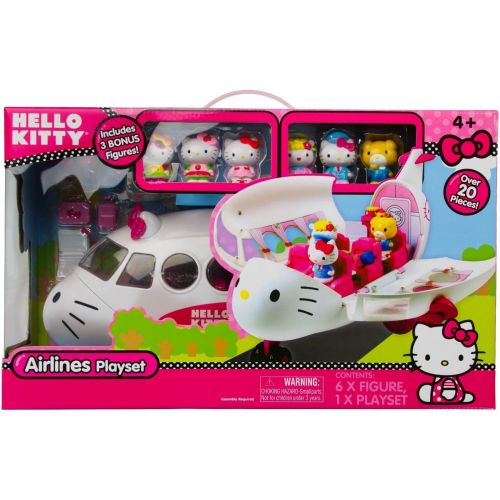 헬로키티 Hello Kitty Airlines Playset Includes 3 Bonus Figures with Over 20 Pieces