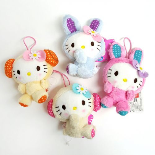 헬로키티 Sanrio Hello Kitty Sheep and Rabbit Costume Plushies Hanging Dolls - Assorted Colors 4pc Set