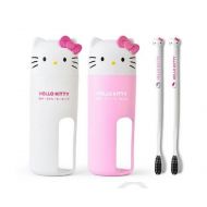 A set of Hello Kitty Toothbrush And Cups (From Child To Adult) (Pink)