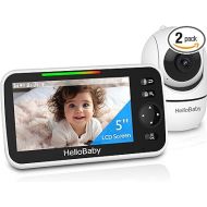 HelloBaby Upgrade Monitor, 5''Sreen with 30-Hour Battery, Pan-Tilt-Zoom Video Baby Monitor with Camera and Audio, Night Vision, VOX, 2-Way Talk, 8 Lullabies and 1000ft Range No WiFi, Ideal Gifts