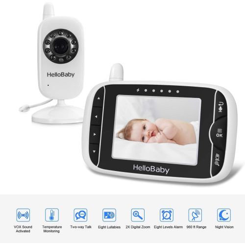  [아마존 핫딜]  [아마존핫딜]HelloBaby Video Baby Monitor with Camera and Audio | Keep Babies Safe with Night Vision, Talk Back, Room Temperature, Lullabies, 960ft Range and Long Battery Life