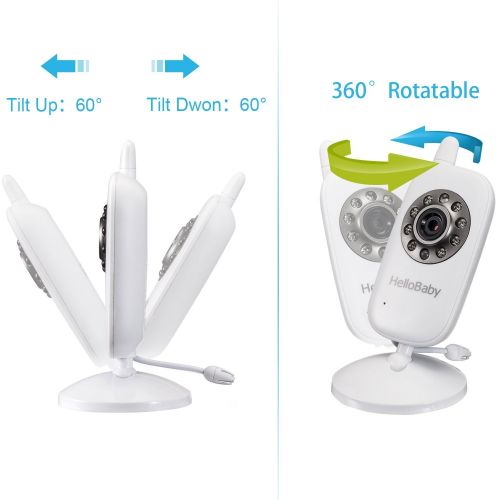  [아마존베스트]HelloBaby Hello Baby Wireless Video Baby Monitor with Digital Camera HB24, Night Vision Temperature Monitoring...