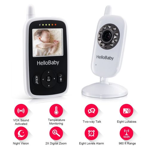  [아마존베스트]HelloBaby Hello Baby Wireless Video Baby Monitor with Digital Camera HB24, Night Vision Temperature Monitoring...