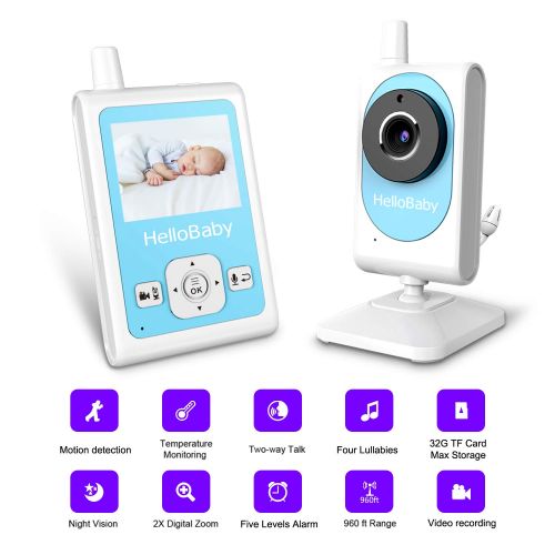  [아마존 핫딜]  [아마존핫딜]HelloBaby HB25 Wireless Digital Video Babyphone Video Aufnahme, Zwei Wege TalkBack, Wiegenlied Schnuller System, Automatische Nachtsicht & Motion Detection Alarm, Temperaturueberwac