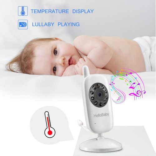  HelloBaby Video Baby Monitor with Camera and Audio Keep Babies Nursery with Night Vision, Talk Back, Room Temperature, Lullabies, 960ft Range and Long Battery Life