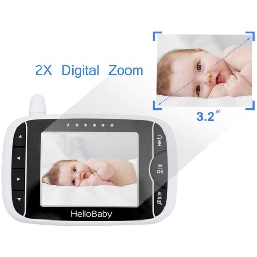  HelloBaby Video Baby Monitor with Camera and Audio Keep Babies Nursery with Night Vision, Talk Back, Room Temperature, Lullabies, 960ft Range and Long Battery Life