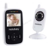 HelloBaby Hello Baby HB24 Wireless Digital Video Baby Monitor with recharger battery monitor & Night Vision mode & Temperature Monitoring & 2 Way Talkback System, White (2.4 Inch, White/Blac