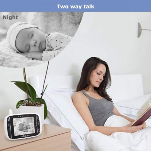  HelloBaby Wireless Video Baby Monitor with 3.2Inch LCD Display 960feet Transmission Range,Remote Camera Pan，Two-Way Talkback System, Infrared Night Vision, Rechargeable Battery