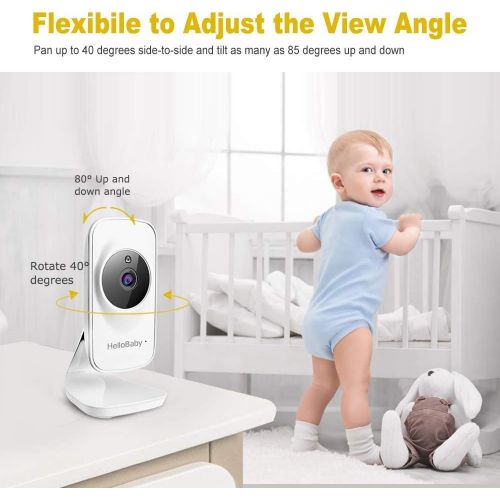  Baby Monitor with 5 inch Large Screen, HelloBaby Video Baby Monitor with Camera and Audio,Room Temperature Sensor, 2-Way Audio,VOX,Digital Zoom,Long Range,Night Vision