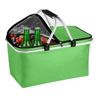 HelloCreate Foldable Picnic Basket, 30L Cooler Thermal Insulated Shopping Cooler Storage Basket for Home Camping