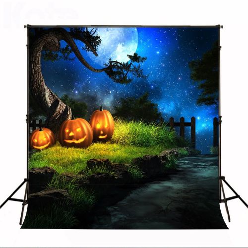  HelloDecor Polyester Fabric 5x7ft Halloween Photo Backdrops for Photographers Children Backdrop Shimmer Star Blue Sky Photography Backgrounds