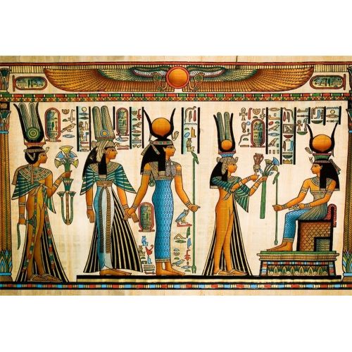  HelloDecor Polyster 7x5ft Photography Background Egyptian Mural Color Painting Drawing Pharaoh Scene Historic Culture Art Personal Shooting Backdrops Art Portraits Wedding Party Vi