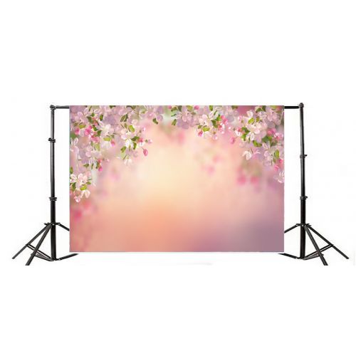  HelloDecor Polyster 7x5ft Photography Backdrop Valentines Day Cherry Blossom Flowers Bokeh Blurry Pink Romantic Wedding Background Baby Girls Lover Photo Studio Props