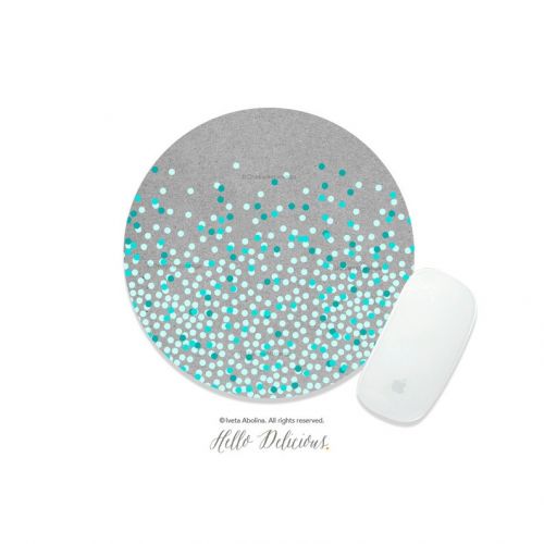  HelloDelicious Mouse Pad Mint Polka Dots Print Mousepad Teal Polka Dots Mouse Mat Polka Mouse Pad Office Mousemat Rectangular Mousemat Mousepad Round 49.