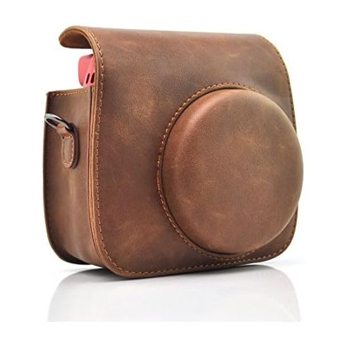  [아마존베스트]Hellohelio HelloHelio Classic Vintage PU Leather Compact Case with Strap for Fujifilm Instax Mini 9/8 / 8+ Instant Film Camera - Brown