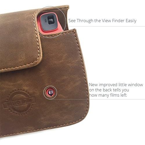  [아마존베스트]Hellohelio HelloHelio Classic Vintage PU Leather Compact Case with Strap for Fujifilm Instax Mini 9/8 / 8+ Instant Film Camera - Brown