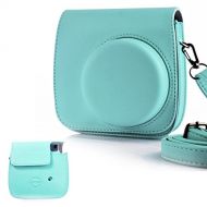 Hellohelio Fujifilm Instax Mini 9/8/8+ Camera Bag, Classic Vintage PU Leather Instax Camera Compact Case for Fujifilm Instax Mini 9/8 /8+Instant Film Camera (Mint)