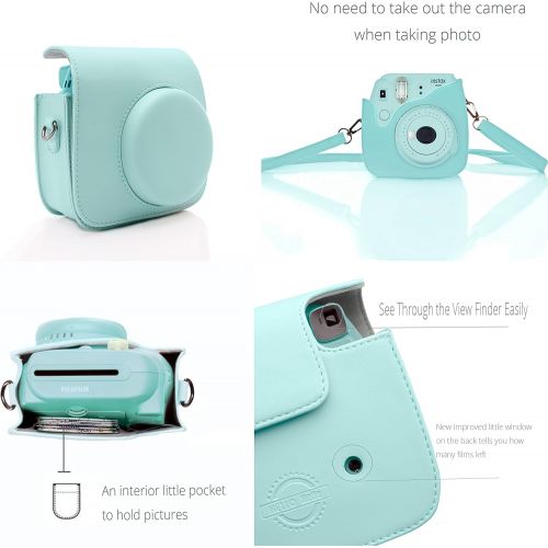  Hellohelio Fujifilm Instax Mini 9 mini 8 Instant Film Camera 8-in-1 Accessories Bundles (Include Instax Mini 8+ Case/ mini Album/message Sticker/Filter/Wall Hang Frames/mini Film Frame/Film S