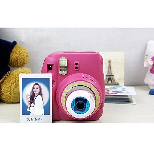  Hellohelio Colored Filter Close-Up Lens for Fujifilm Instax Mini 9 Instax Mini 7S, Instax Mini 8 Cameras, Poloroid PIC 300, Instax Hellokitty Camera (Red/Blue Circle/Yellow/Green/Pink Heart)