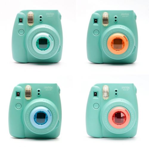  Hellohelio Colored Filter Close-Up Lens for Fujifilm Instax Mini 9,Instax Mini 8 Cameras, Poloroid PIC 300, Instax Mini Hellokitty Camera 4pcs in a Suit (Red Blue Yellow Green) - Rainbow