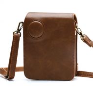 HelloHelio Protective Case for Polaroid POP 3x4 Instant Print Digital Camera - Premium Vegan Leather Bag Cover with Removable Strap, Brown.