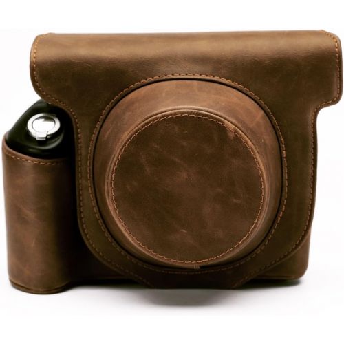  HelloHelio Vintage Leatherette Limited Edition Groove Bag for Fujifilm Instax Wide 300 Instant Film Camera Case with Strap - Brown