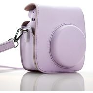 HelloHelio Vintage Protective Case for Fujifilm Instax Mini 11 Instant Camera, Bag with Pocket and Removable Shoulder Strap - Lilac Purple
