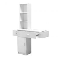 Hellowland hellowland Hair Styling Station Wall Mount Beauty Salon Spa Mirrors Station Hair Styling Station Desk (White)