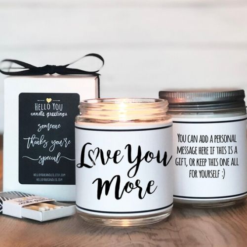  Helloyoucandles Love You More Soy Candle | I Love You Gift | Valentines Day Gift | Boyfriend Gift | Husband Gift | Valentines Day Candle