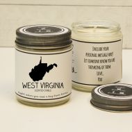 /Helloyoucandles West Virginia Scented Candle - Homesick Gift | Miss Home Gift | State Scented Candle | Moving Gift | College Student Gift | State Candles