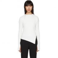 Helmut Lang White Paper-Blend Twisted Crewneck Sweater