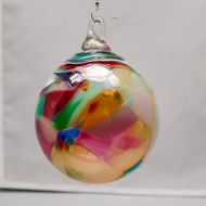 /HelwigArtGlass Hand Blown Glass Christmas Ornament (Color Name: Grannies Quilt)