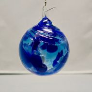 HelwigArtGlass Hand Blown Glass Christmas Ornament (Color Name: Blue Moon)