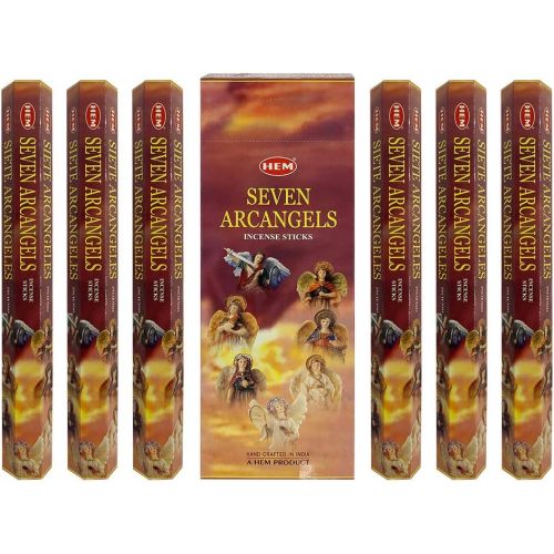  인센스스틱 Hem Incense Hem 7 Archangels Incense Sticks Agarbatti Masala - Pack of 6 Tubes, 20 Sticks Each Box, Total 120 Sticks - Quality Incense Hand Rolled in India for Healing Meditation Yoga Relaxati