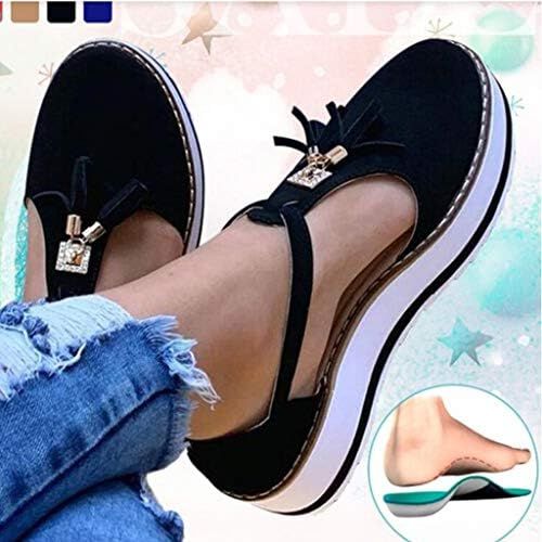  Hemlock Women Flats Shoes Tassel Round Toe Shoes Platform Sandals Thick Bottom Buckle Strap?Walking Shoes Sneakers