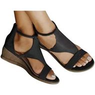 Hemlock Women Fashion Sequin Wedge Sandals Pear Belt Buckle Sandals Thick Platform Sandals Party Dress Sandals Shoes