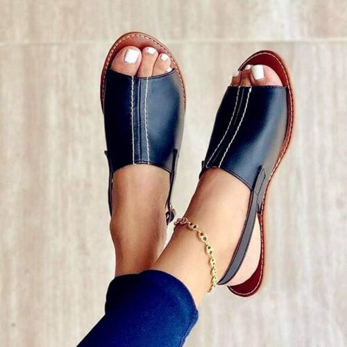  Hemlock Summer Flats Sandals Womens Peep Toe Sandals Dress Party Shoes Slip On Low Heeled Platforms Beach Sandals Slippers