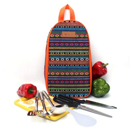  Hemobllo 7Pcs Portable Outdoor Camping Cookware Set Wild Picnic Kitchen Tools 201 Stainless Steel Sensual Handbag
