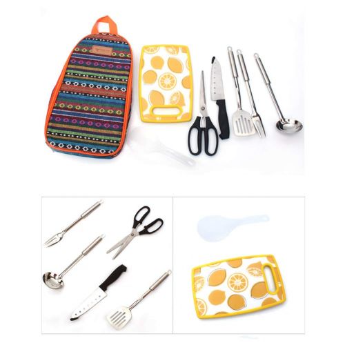  Hemobllo 7Pcs Portable Outdoor Camping Cookware Set Wild Picnic Kitchen Tools 201 Stainless Steel Sensual Handbag