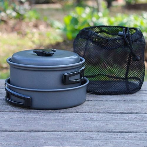  Hemoton Stackable Lightweight Nonstick Durable Compact 1 2 Person Outdoor Cookware Set Camping Mess Kit for Cooking Camping Hiking Picnic Outdoor