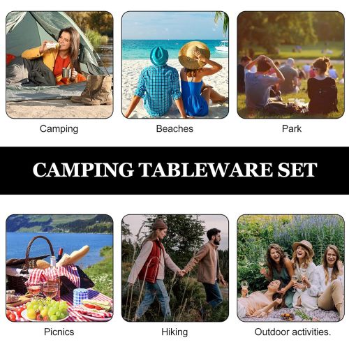  Hemoton 1 Set 11Pcs Camping Cookware Kit Camping Tableware Camping Dishes Tableware Dinnerware Camping Utensils Set or Backpacking Hiking Picnic BBQ (Silver)