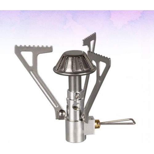  Hemoton Outdoor Camping Stove Mini Stainless Steel Foldable Potable Camping Stove Burning Stoves Backpacking Stove for Camp Outdoor Fishing (Silver)